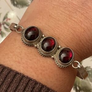 NWOT Sterling Silver 925 Red Garnet Bracelet